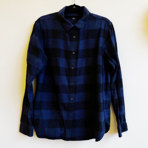 UNIQLO Blue Buffalo Check Flannel Button Up - Picture 3 of 7